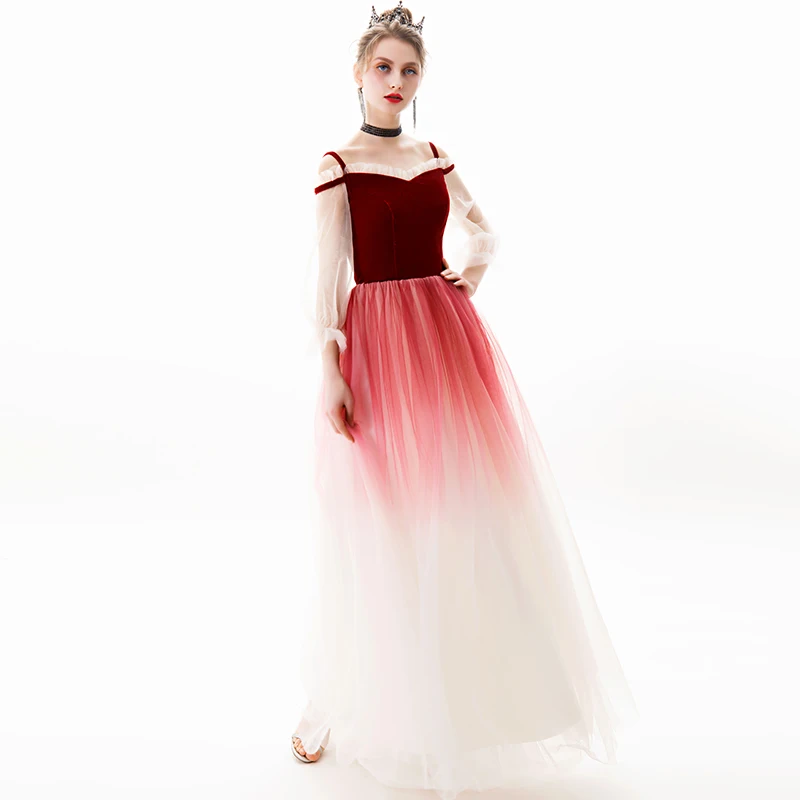SSYfashion длинное вечернее платье в пол из бархата и тюля с вырезом лодочкой на бретелях с открытыми плечами и рукавами 3/4