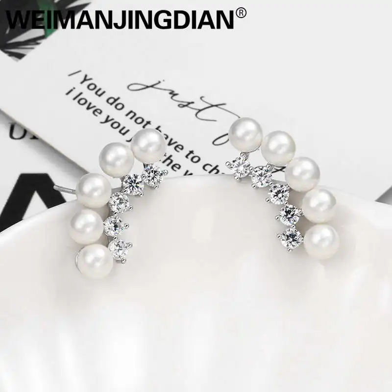 Платиновое покрытие WEIMANJINGDIAN марки Cubic Zirconia фианит, циркон, кристалл и оболочки зуба, серьги со шпилькой, для Для женщин в серебряное или золотое Цвета - Окраска металла: Платиновое покрытие