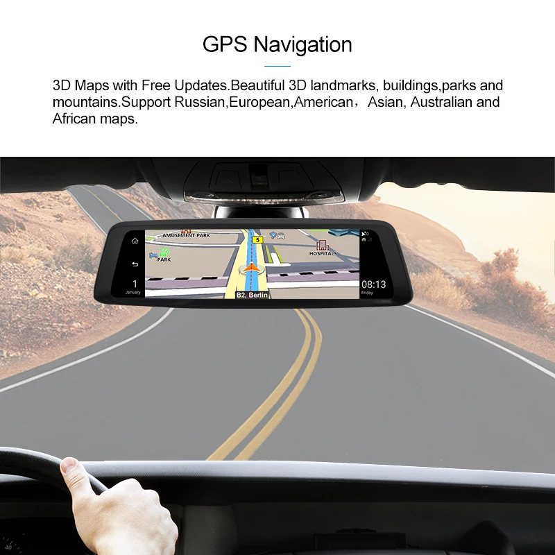 AWESAFE 10 ''ips Автомобильный видеорегистратор Камера FHD 1080P двойной объектив Dashcam 2