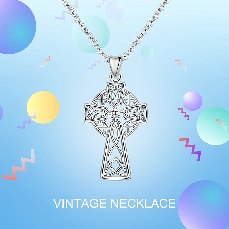 Angel Caller 925 Sterling Silver Celtics Cross Pendant Necklace for Women Girls Vintage Fine Jewelry 2018 New Collection CYD240 | Украшения