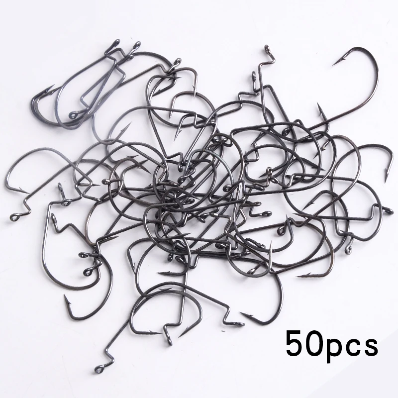 

50pcs Fishing Hooks 5/0 4/0 2# 4# 6# 8# Jig Head Crank Hook Soft Worm Lure Hook Crankbait For Fishing Tackle Accessories Pesca