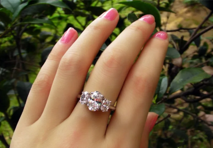 Boho золото Кольца для девочки три Камни 2.41 Ct Алмаз женский Обручение кольцо au750 ювелирные изделия навсегда любовь Promise Ring