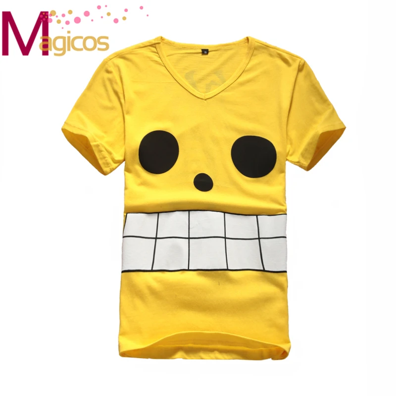 

Аниме One Piece Monkey D Luffy косплей костюм футболки повседневные желтые Топы 2 стиля