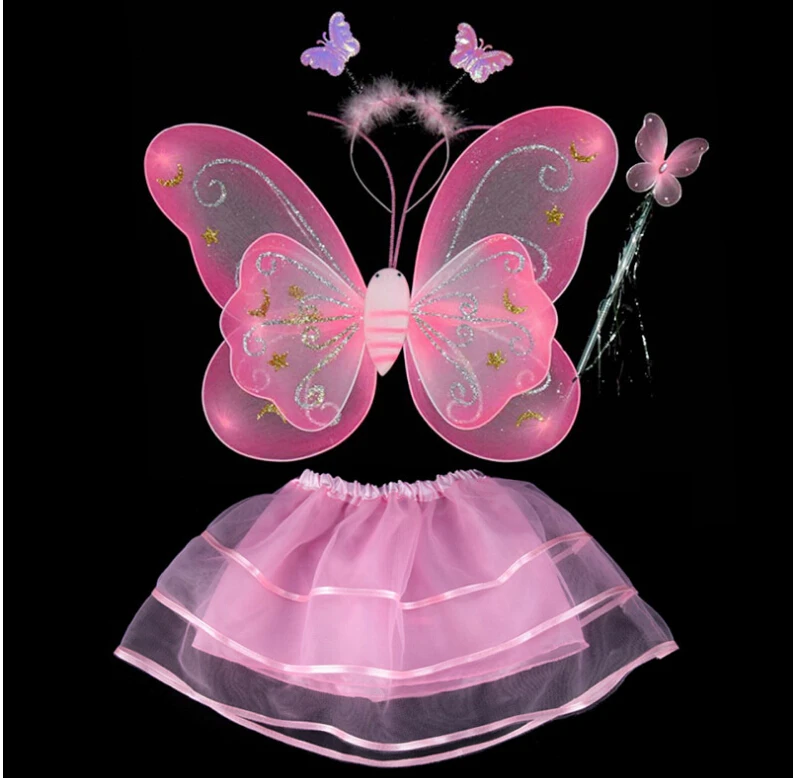 500set/lot wholesale Freeshipping Carnival costumes Single layer Fairy Wings Set with Tutu 6 colors mix 4pcs in one set | Дом и сад