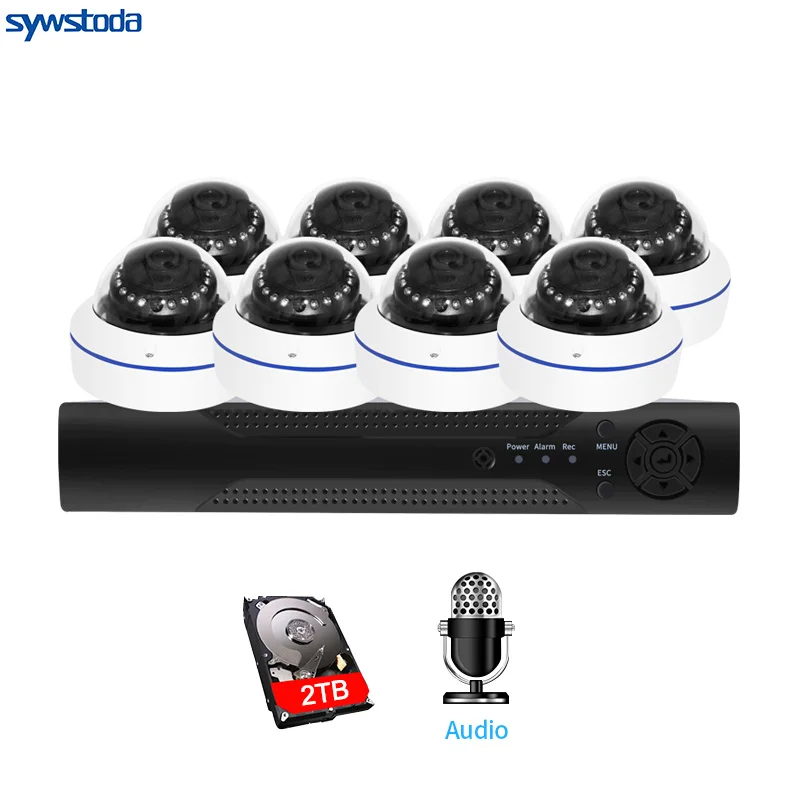 Система видеонаблюдения 8 каналов POE NVR 1080P 2 Мп IP-камера запись звука