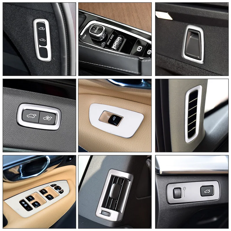 

Для Volvo XC90 2015 2016 2017 2018 2019 ABS хромированный внутренний отделочный Чехол Декоративные наклейки Набор аксессуаров для стайлинга автомобиля
