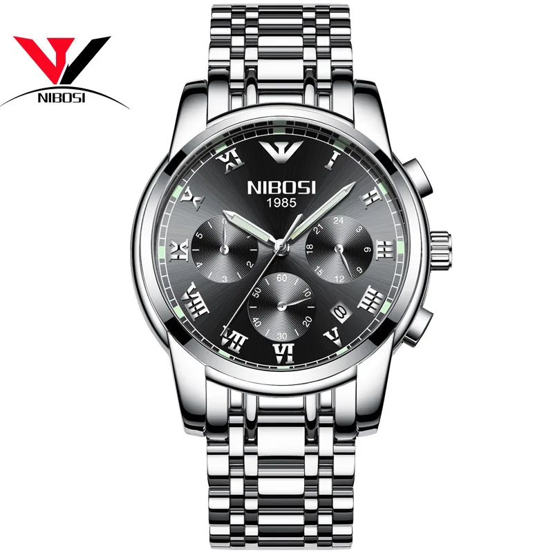 Часы NIBOSI Мужские кварцевые роскошные Брендовые мужские спортивные модные