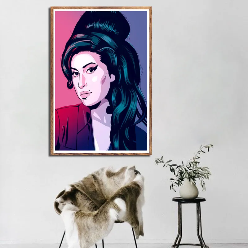 P473 Amy Winehouse музыка ПЕВЕЦ звезда поп арт живопись Шелковый Холст постер настенный