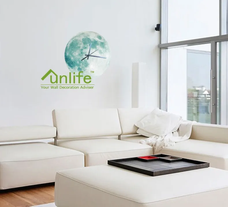 Funlife светится в темноте Луна настенные часы, романтическая светящаяся Луна домашний декор, кварцевый механизм развертки, тишина для спальни, 30 см 12''