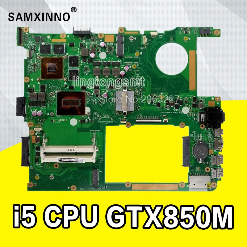 N751JX материнская плата GTX850M/2G + i5 для For Asus N751JK N751J N751 ноутбука тест 100% ok|Материнские