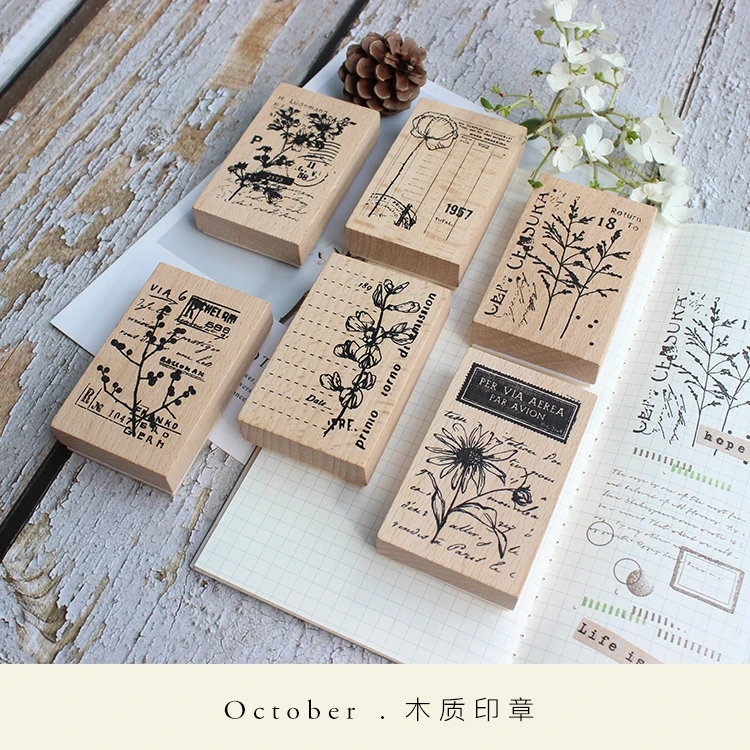 

vintage wood clear stamp for DIY scrapbooking/photo album Decorative stamp Plant Label xerophyte rubber stamp seal