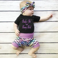 0 18mnewborn baby boys clothes baby girls outfits mermaid brand headband t shirt jumpsuits short pant 3pcs set child suit a297