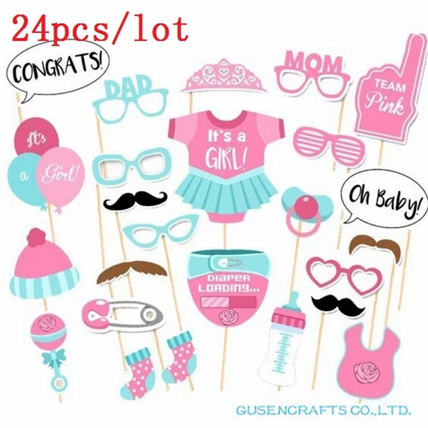 24 шт. реквизит для Фотокабины Baby Shower|decoration blue|decorative decorativedecoration pink |