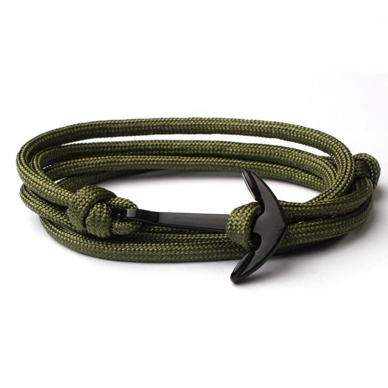army green NIUYITID браслет ручной работы для женщин и мужчин модный браслет с якорем аксессуары мужские ювелирные изделия Homme 14 цветов Прямая - Окраска металла: army green