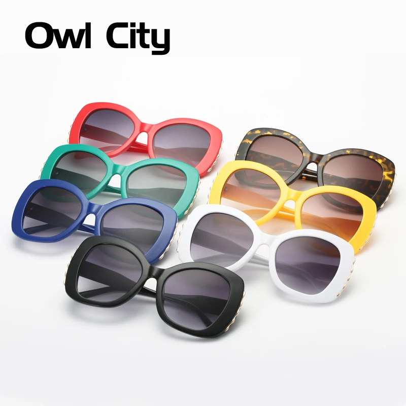 Женские квадратные солнцезащитные очки Owl City винтажные большие градиентные uv400 в