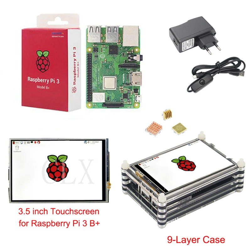 Raspberry Pi 3 Модель B + плюс стартовый комплект 5 дюймовый сенсорный экран 9-слой