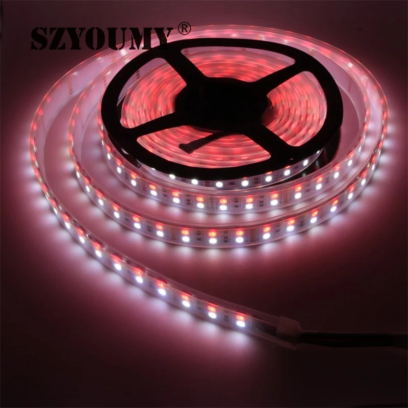 SZYOUMY 5 м Двухрядные Водонепроницаемые гибкие светодиодные ленты 5050 SMD RGBW RGBWW RGB +