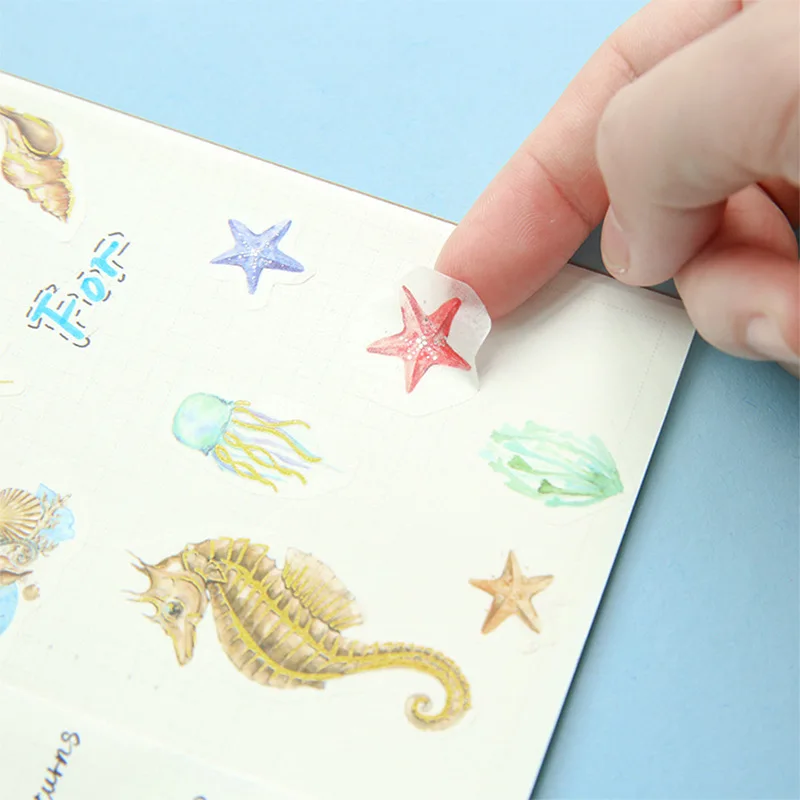 3 листа/упаковка милая морская Золотая Серебряная фольга|Канцелярские наклейки| |