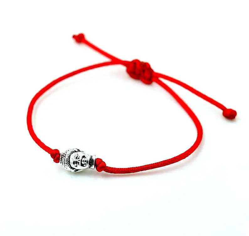 BPPCCR Ретро головы Будды браслет-амулет красная веревочная нить строка плетеный