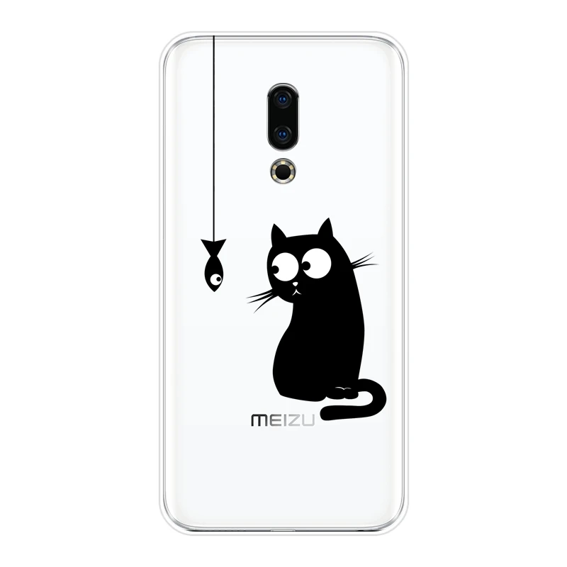 Задняя крышка для Meizu 15 Lite 16 Plus 16th 16x Black кошек собак кроликов мягкий силиконовый