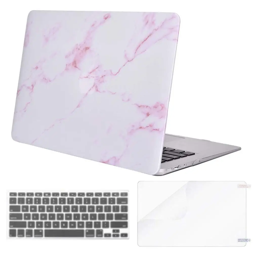 White Base Pink Stri Чехол для ноутбука MOSISO для Apple MacBook Air Pro retina 11 12 13 15 жесткий чехол для ноутбука macbook Air 13+ чехол для клавиатуры - Цвет: White Base Pink Stri