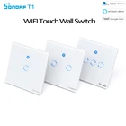 Выключатель с Wi-Fi Sonoff T1, настенный выключатель с сенсорным управлением для умного дома, панель UK 1, 2, 3 клавиши, RFAPPNest, работает с Alexa Nest