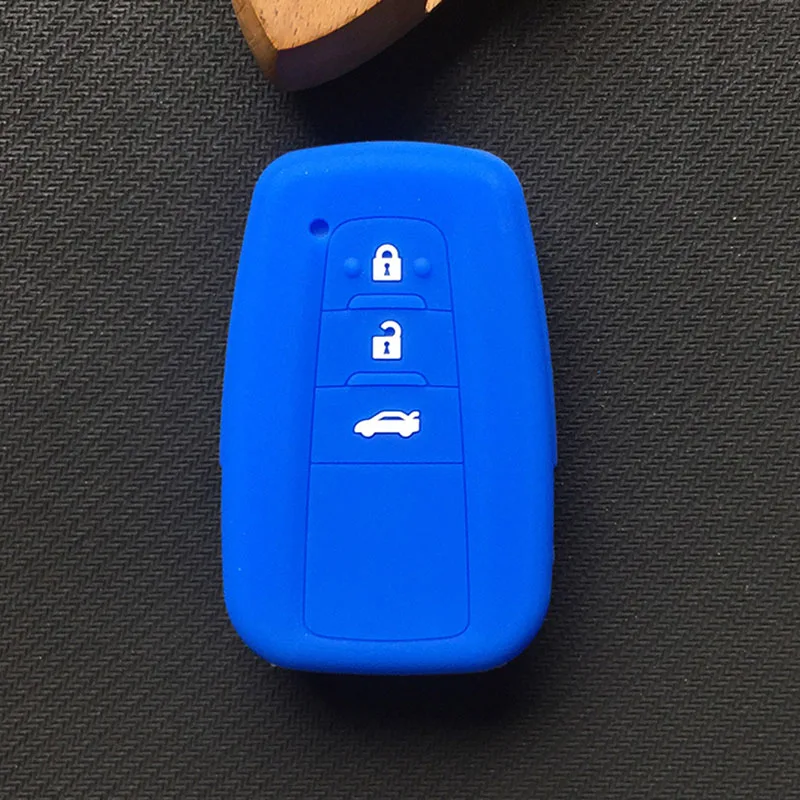 Синий silicone car key cover case for toyota Camry new Prado Avalon Remote Fob Cover 3 Button - Название цвета: Синий