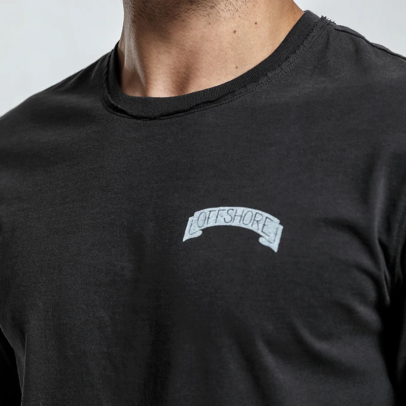 SIMWOOD новая весна Для мужчин модные футболки из 100% хлопка с принтом черный