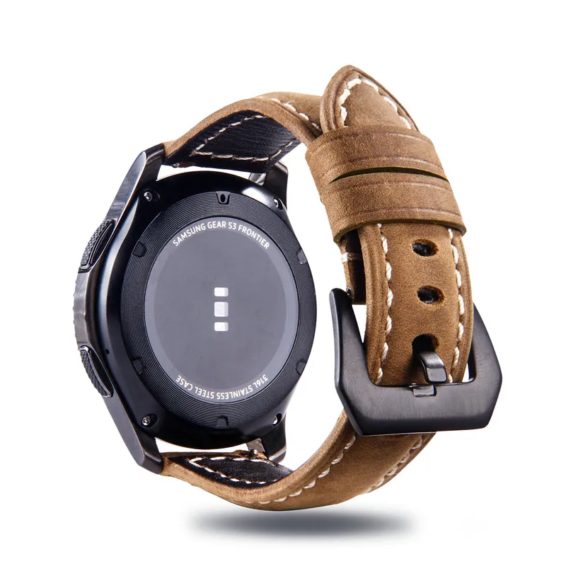 Ремешок из натуральной кожи для Samsung Gear S3 Frontier/Classic SM R760 и Moto 360 2nd Gen 46 мм 22