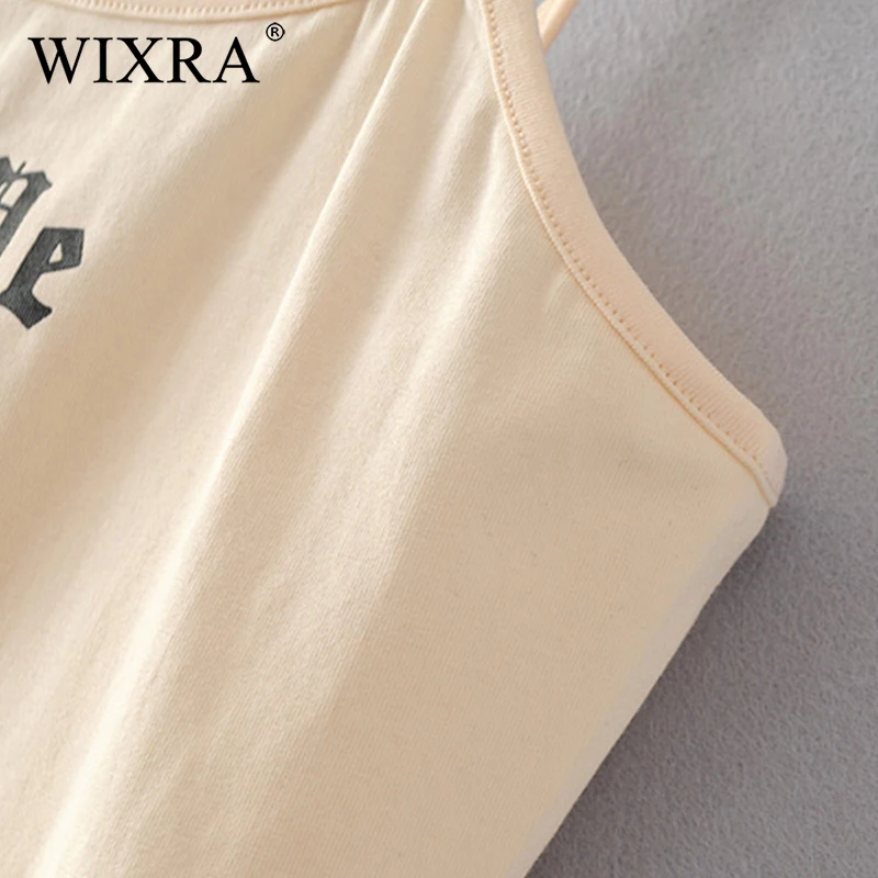 Wixra Мода базовый топ 2018 летние женские Обрезанные майки сексуальный принт буквы