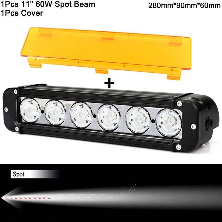 1x 60W Spot beam 5 ''20 Вт 8'' 40 Вт 11 ''60 Вт светодиодный рабочий свет бар Спот Наводнение Combo балки лодка мото УАЗ ATV 4x4 грузовик внедорожный Барра де светодиодные противотуманные фары - Цвет: 1x 60W Spot beam