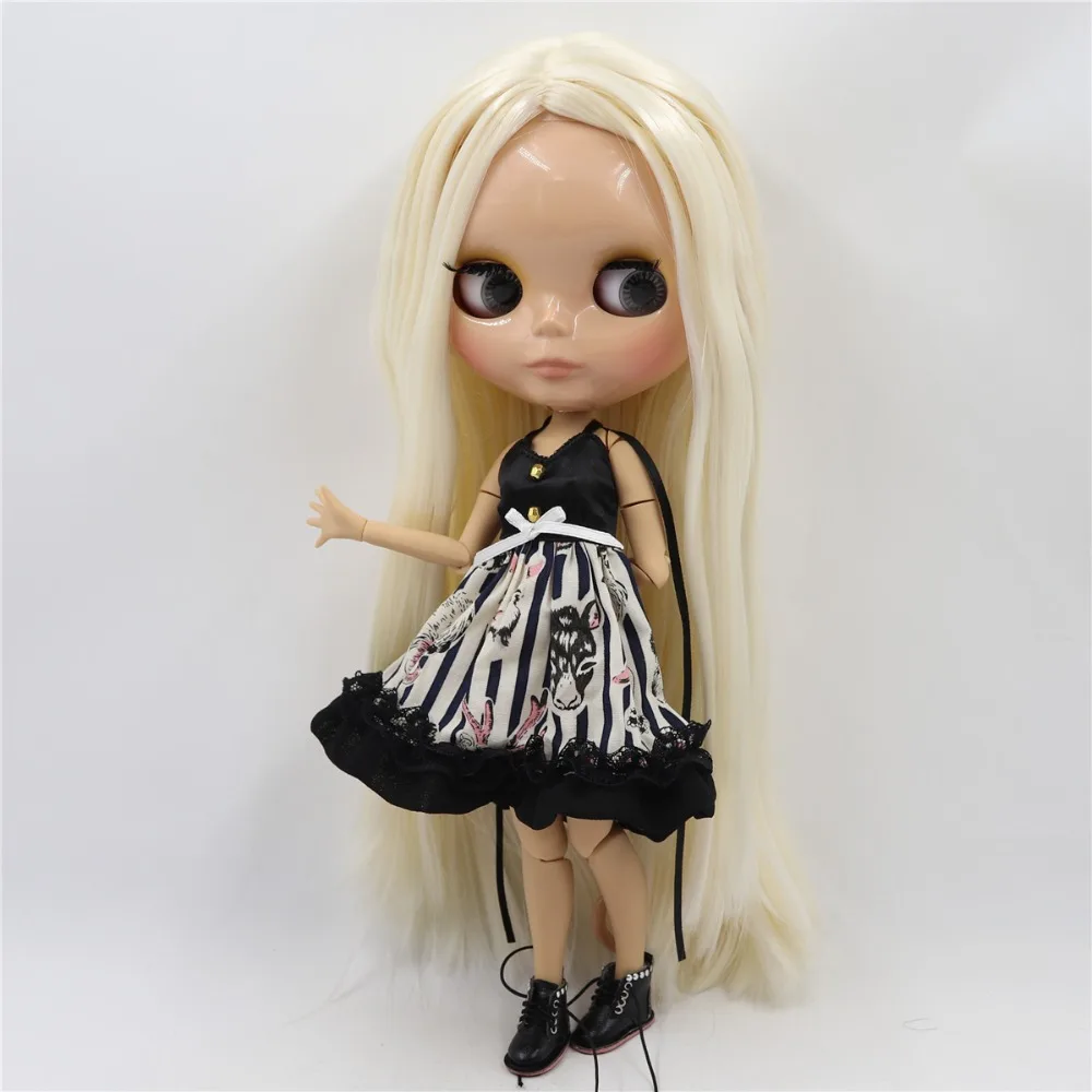Ледяная 1/6 bjd фабрика blyth кукла с гибкими суставами бледный блонд смешанный белый волос BL136/340 30 см, супер черная кожа или загара кожи