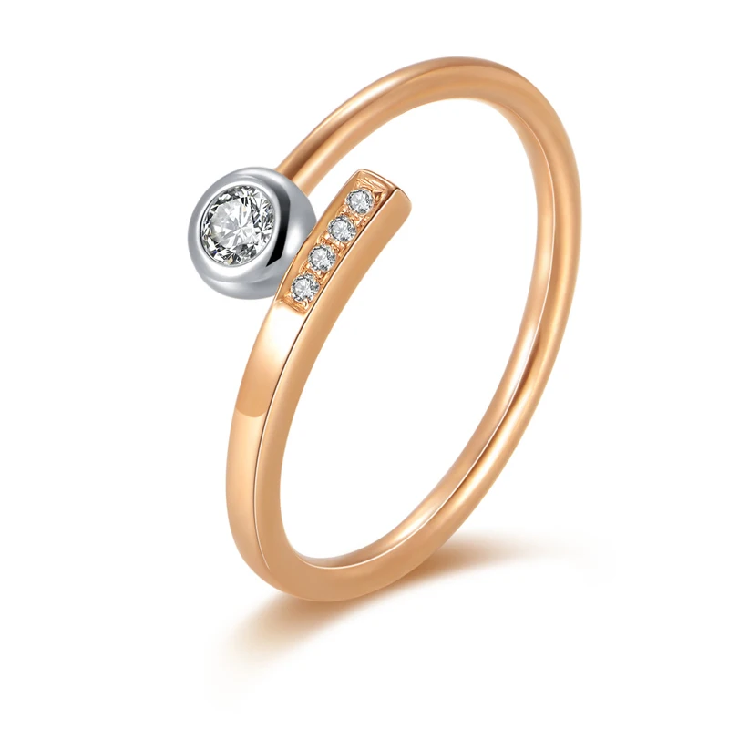ANI 18K White Gold (AU750) Women Wedding Ring Natural Certified I-J/SI 0.081 CT Round Cut Diamond 18k Rose Valentines | Украшения и