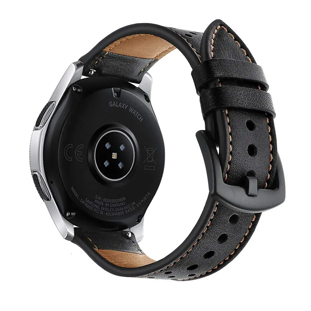 Кожаный ремешок для часов 20 мм 22 мм для samsung Galaxy Watch 46 мм gear S3 S2 быстросъемный ремешок для часов samsung Galaxy Watch 42 мм