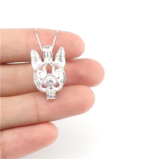 Dog-8mm-1164 925 стерлингового серебра выбрать жемчужную клетку полые красоты медальон кулон ожерелье-леди подарок K1156-K1164 - Окраска металла: Dog-8mm-1164
