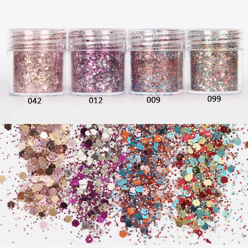 

10ml Nail Art Colorful Mixed Nail Glitter Powder Hexagon Shape Glitter Nail Powder Sheets Tips Nail Art Set Manicure Accessory