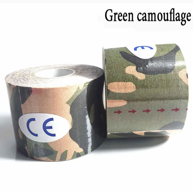 Green camouflage 11 цветов повязка для мышц 5 см* 5 м спортивные Фитнес лента обвязочная Футбол баскетбол колено эластичный бинт - Цвет: Green camouflage