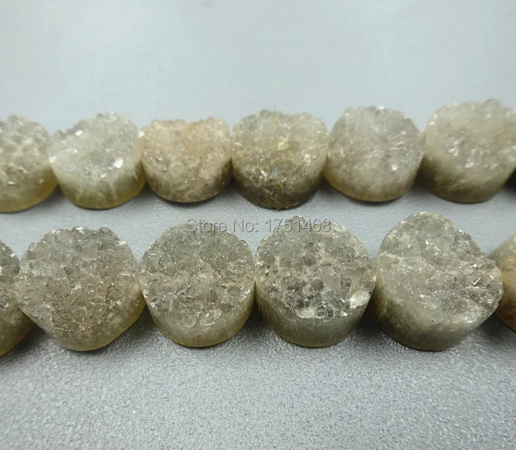 Подарочная идея серый титановый Druzy Камень Монета Бусы Подвески друзовый кварц