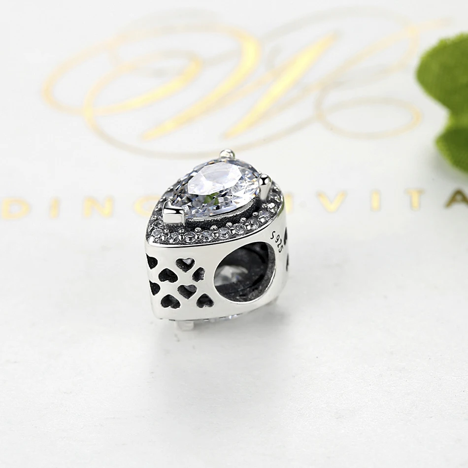 EVOJEW Clear CZ Radiant Teardrop Charms Fit Pandora Charm Bracelet 925 Sterling Silver Beads For Women DIY Original Jewelry | Украшения и
