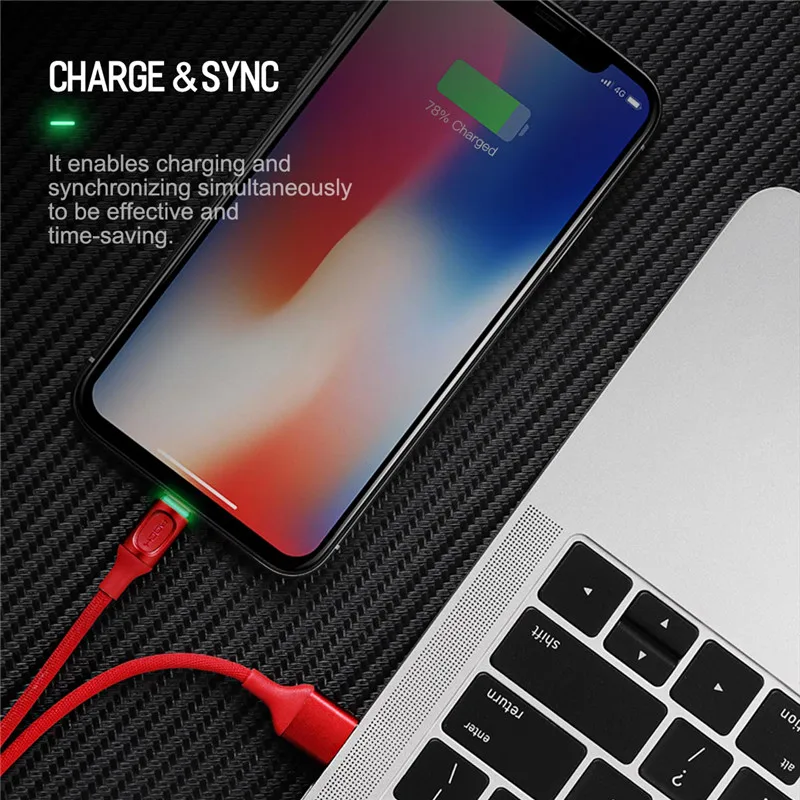 Рок обновлен автоматическое отключение USB кабель для iPhone X 8 7 2.1A свет быстрая