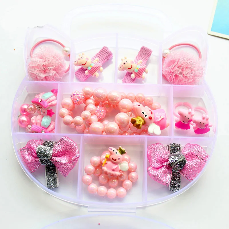 Pig series Горячая Распродажа детский подарок Белоснежка hello kitty Аксессуары эластичные волосы резинки клипсы ушное кольцо ожерелье весь набор украшений - Цвет: Pig series