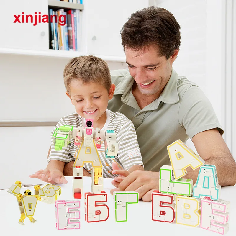 

6pcs/Set Russian Letter DIY Deformation Robot Assembly Transformation Puzzle Educational Toys for Children Gift