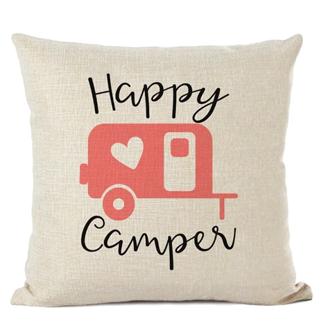 14 Happy Camper наволочка для подушки, декоративные подушки для дома, сада, наволочка, льняные подарки, Cojines Decorativos Para Sof - Цвет: 14