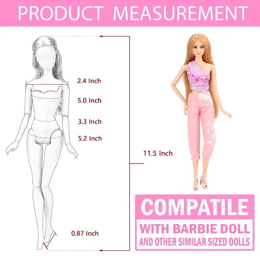 

Fashion Handmade 20 Items/Lot Doll Accessories =10 Tops +10 Pants Kids Toys Dolls Clothes Objects For Barbie Dressing Game GIFT