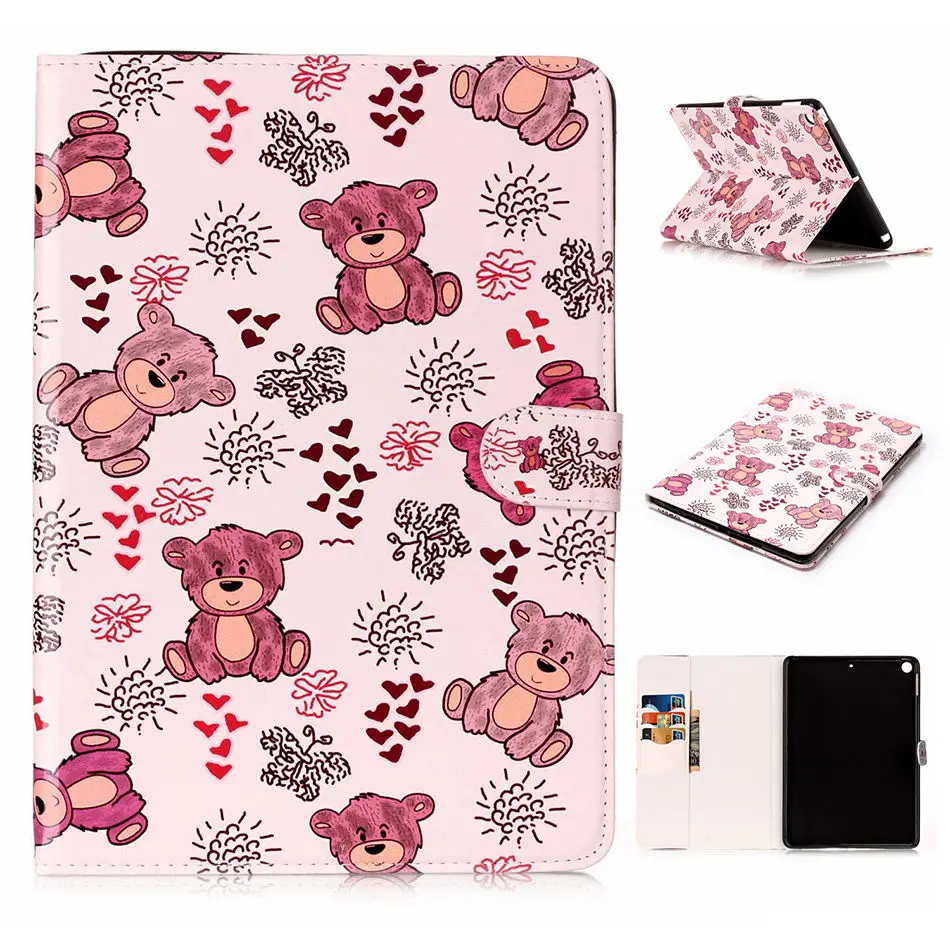 Модный чехол с принтом для Apple, iPad 9,7, чехол Funda, чехол s, модель A1822, A1823, A1893 из искусственной кожи, чехол-подставка+ стилус+ пленка