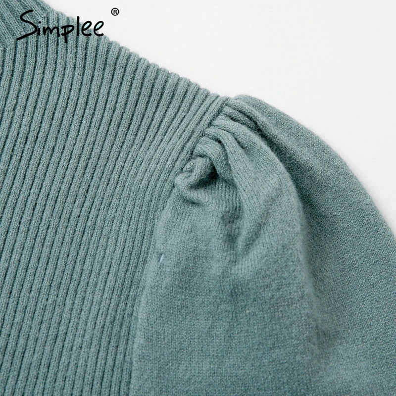 Simplee Elegan knitted women sweater Turtleneck striped female pullover jumper Slim ladies autumn winter lady | Женская одежда