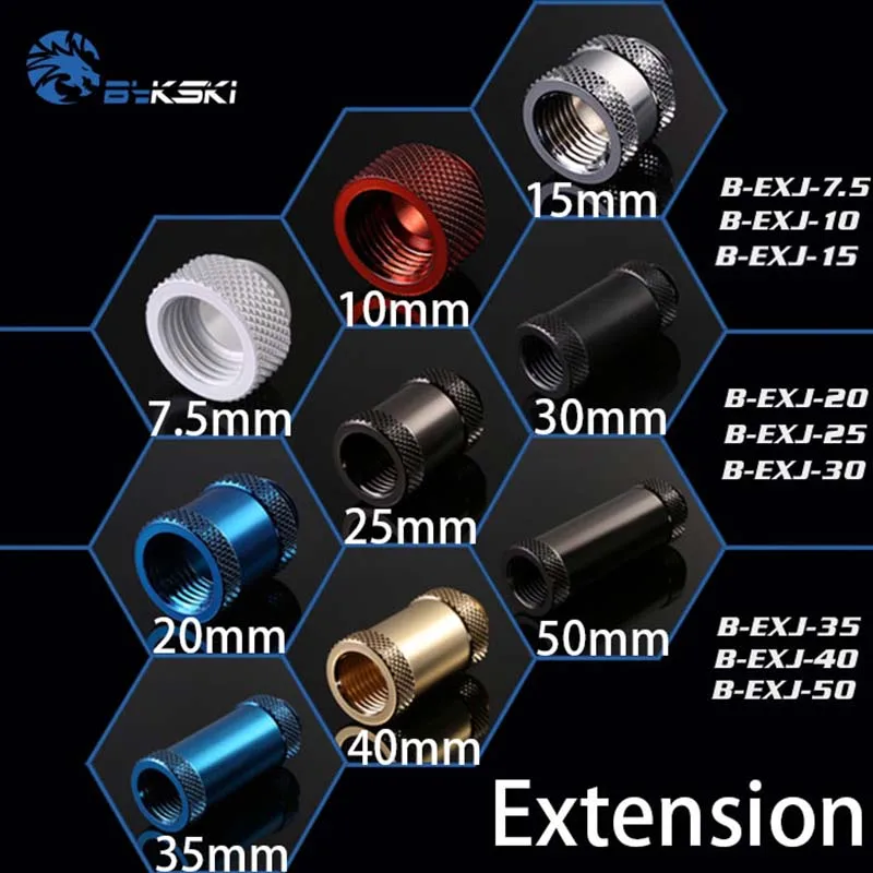 

Bykski B-EXJ-10 B-EXJ-15 B-EXJ-20 B-EXJ-25 B-EXJ-30 B-EXJ-35 B-EXJ-40 Extension Fitting,Female thread screw seat G1/4"water cool