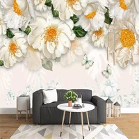 custom mural wallpaper modern minimalist fresh floral sofa background wall