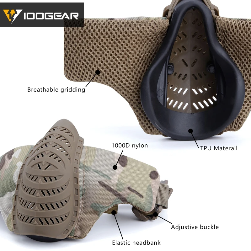 Страйкбольная маска IDO GEAR пейнтбольная из ТПУ полулицевая Тактическая Военная