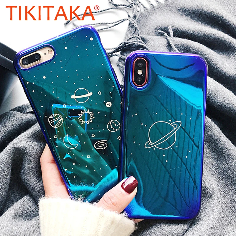 Модный милый Blu-Ray чехол для телефона для iphone 7 чехол Мягкая силиконовая задняя крышка для iphone 6 6S 7 8 Plus X космическая планета звезды чехол s